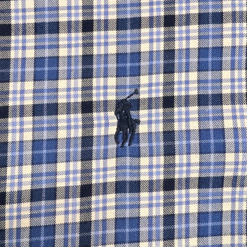 Ralph Lauren Classic Fit Plaid Long Sleeve‎ Button Shirt Men XL Blue Prep Cotton